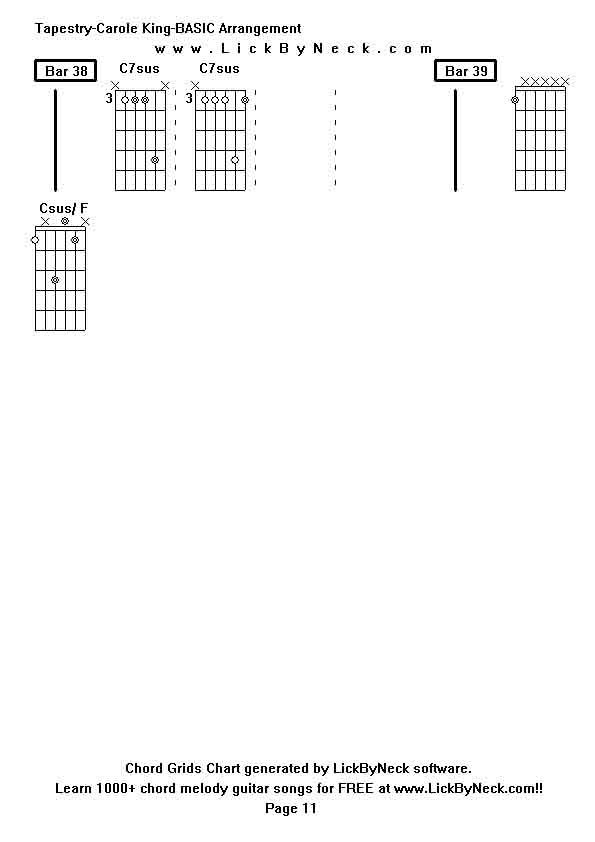 Chord Grids Chart of chord melody fingerstyle guitar song-Tapestry-Carole King-BASIC Arrangement,generated by LickByNeck software.